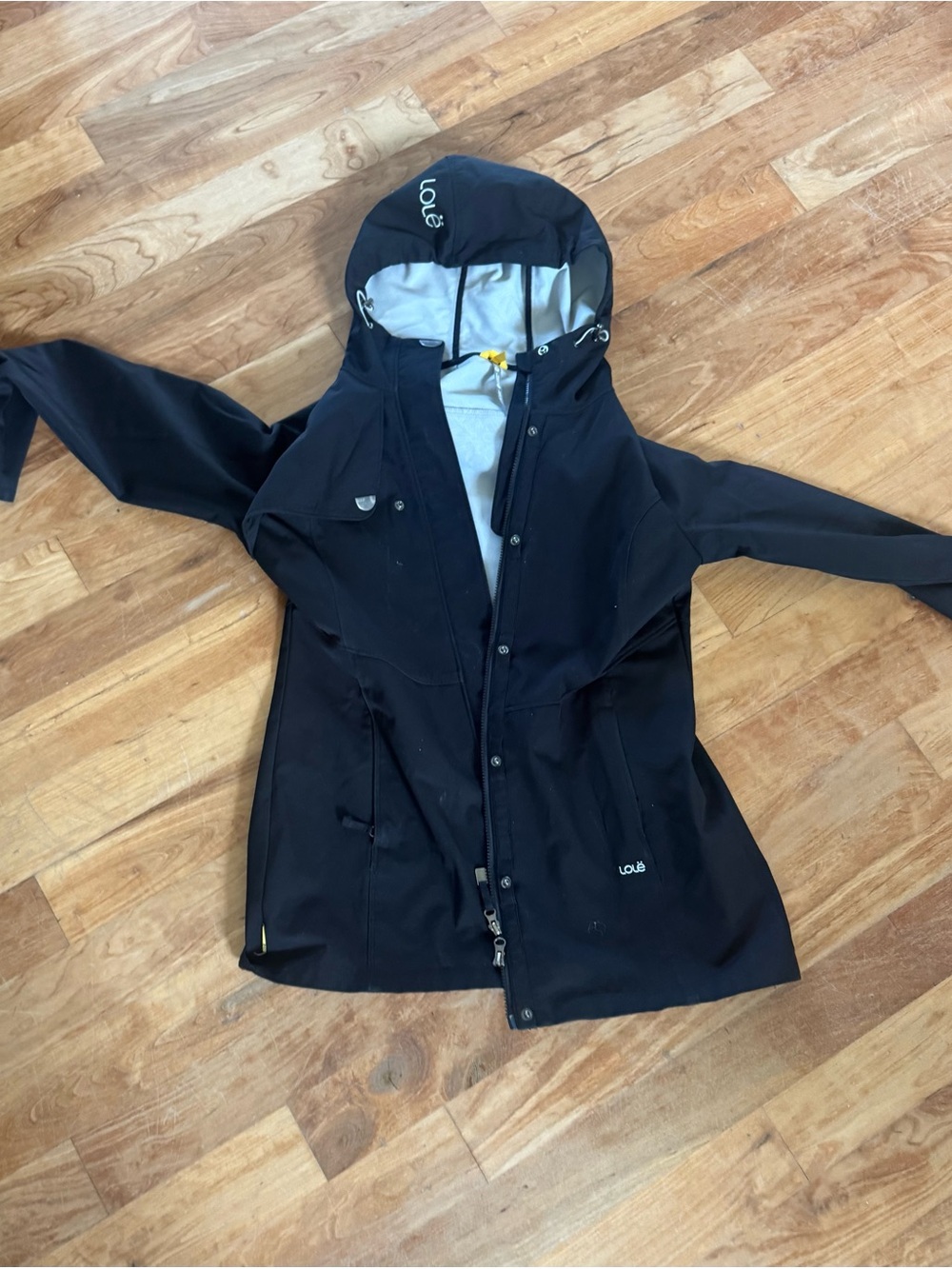 Lole Black Hooded Ski Jacket with Light Lining